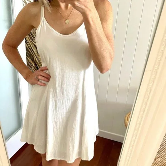 XS ROWIE THE LABEL White cross over back lined mini dress beach - Picture 4 of 8